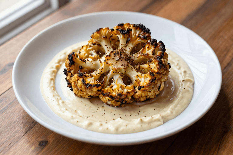 Whole Roasted Cauliflower with Tahini